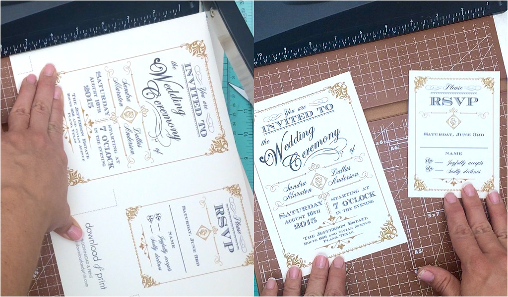 free template vintage wedding invitation with art deco band