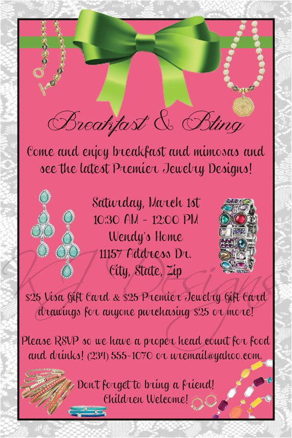 premier jewelry party invitation wording