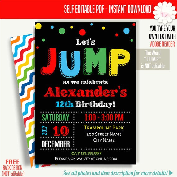 jump invitation jump birthday invitation