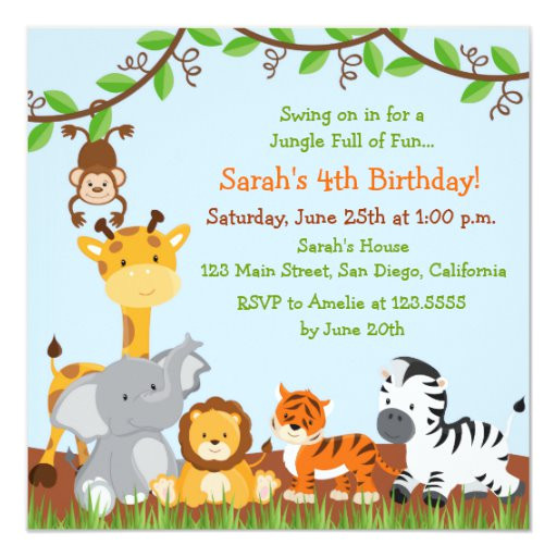 cute safari jungle birthday party invitations 161909566393218573