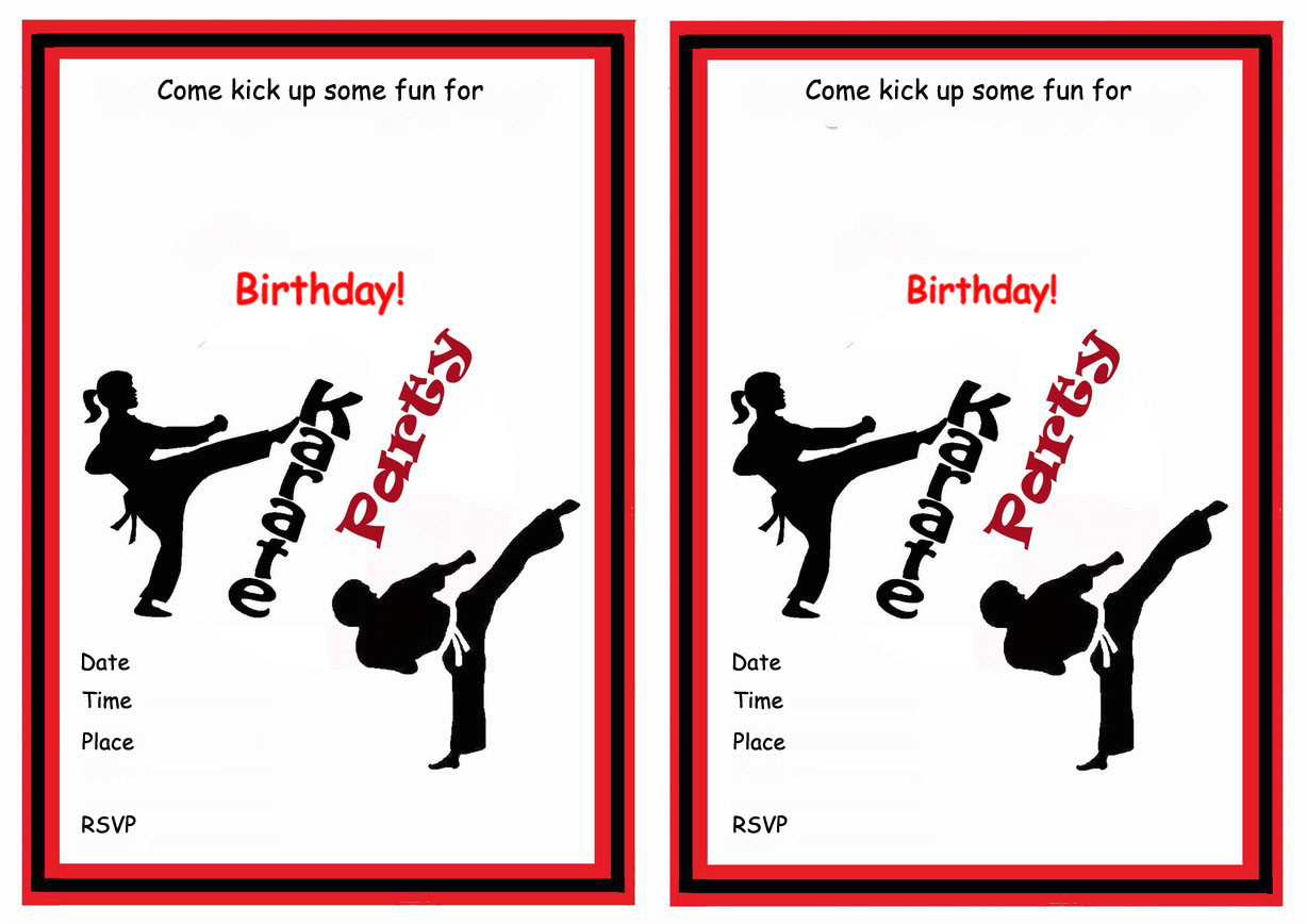 free karate birthday invitation