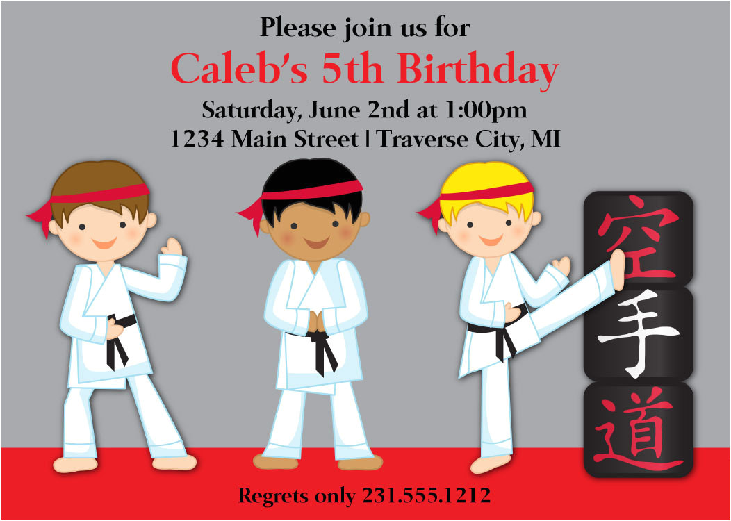 karate birthday invitations for kids