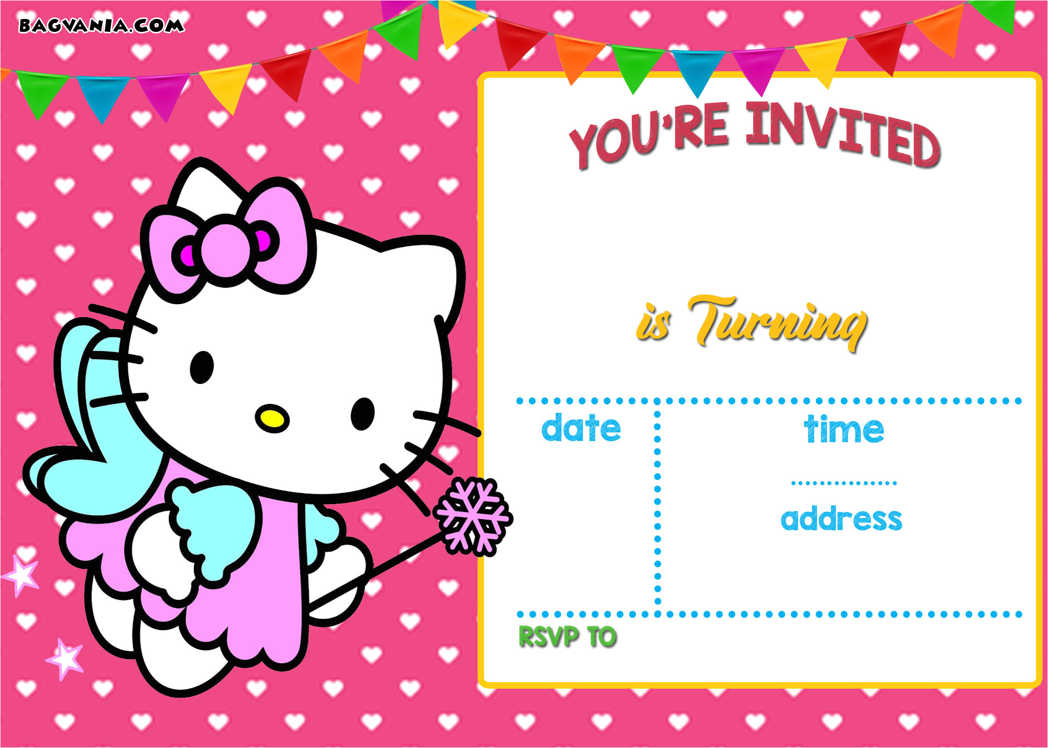 free printable hello kitty birthday invitation wording