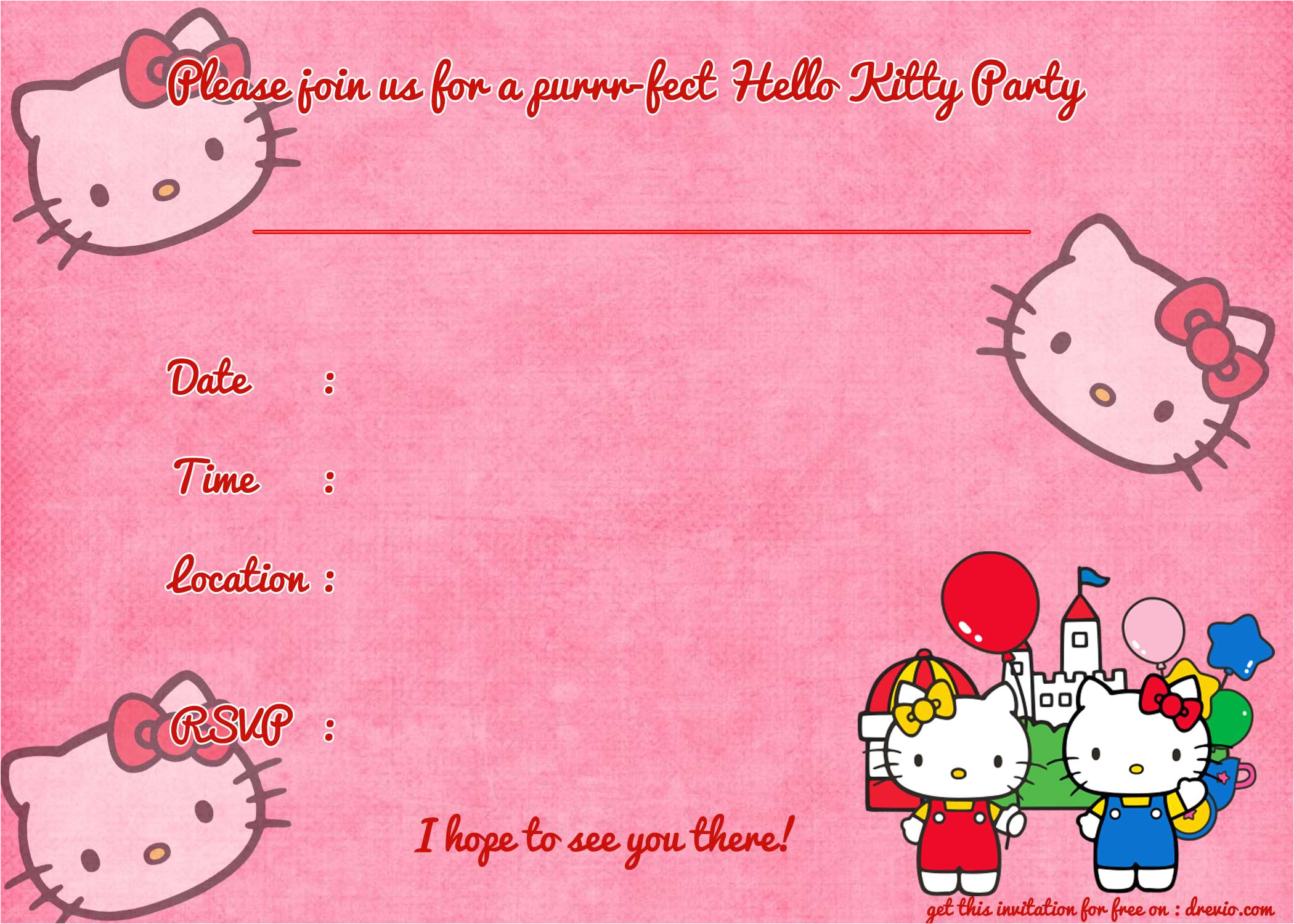 printable hello kitty birthday invitation template