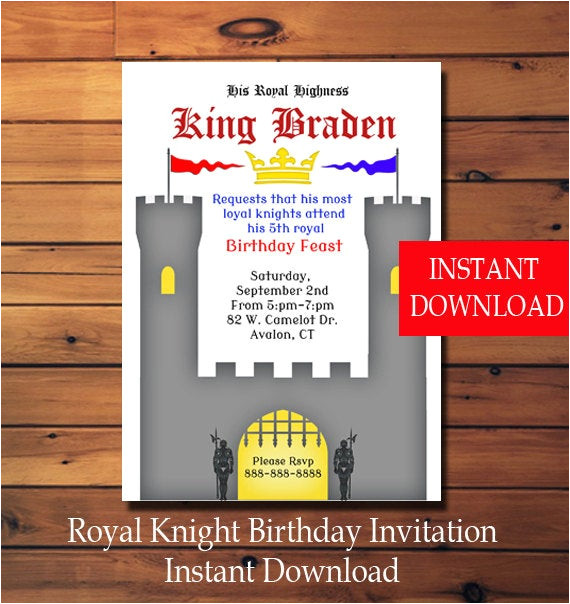 knight birthday invitation birthday party boy