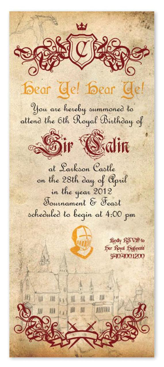 knight birthday invitation