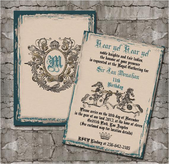vintage jousting knights invitations and
