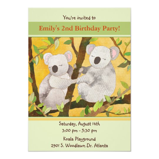 sweet koalas kids birthday party invitation 161409687477620375