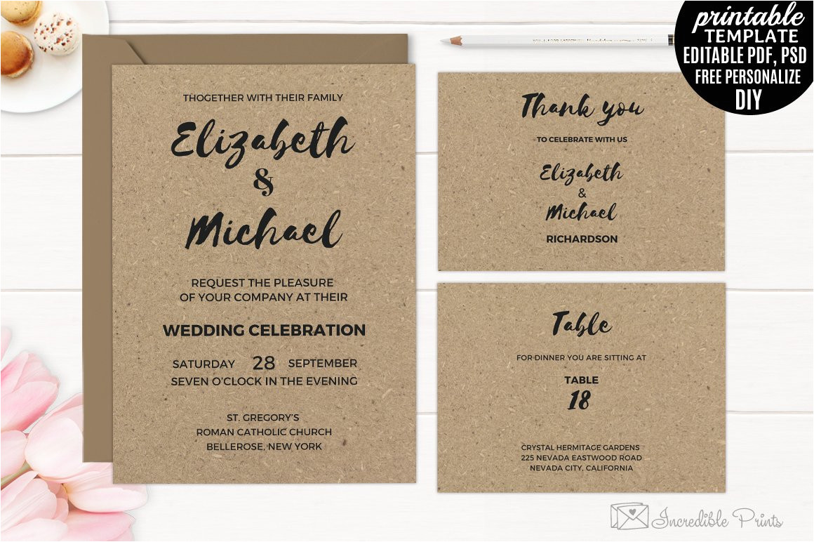 1309352 kraft paper wedding invitation