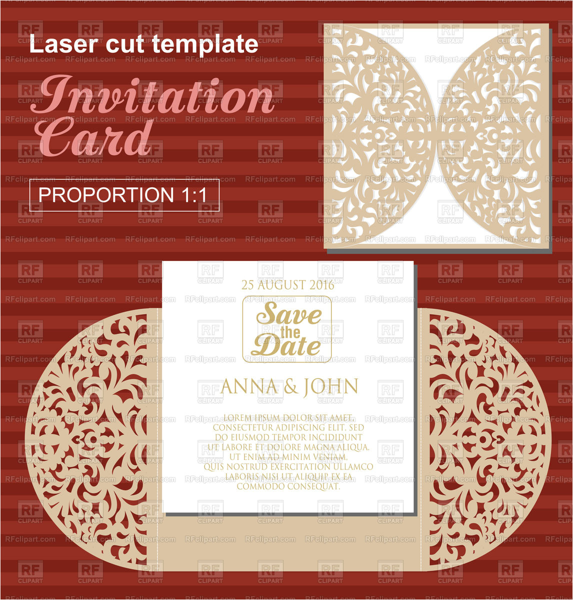 die laser cut wedding card template wedding invitation card mock up 111612 vector clipart