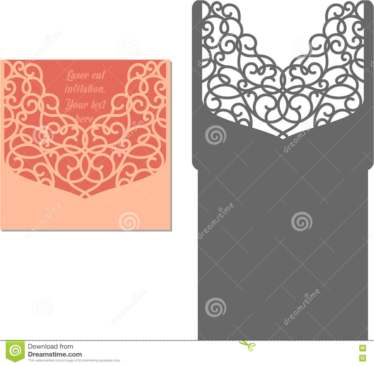 stock illustration laser cut envelope template invitation wedding card cutting pattern image72590418