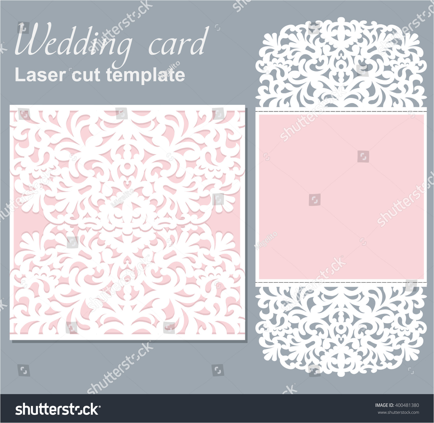 stock vector vector die laser cut wedding card template wedding invitation card mockup