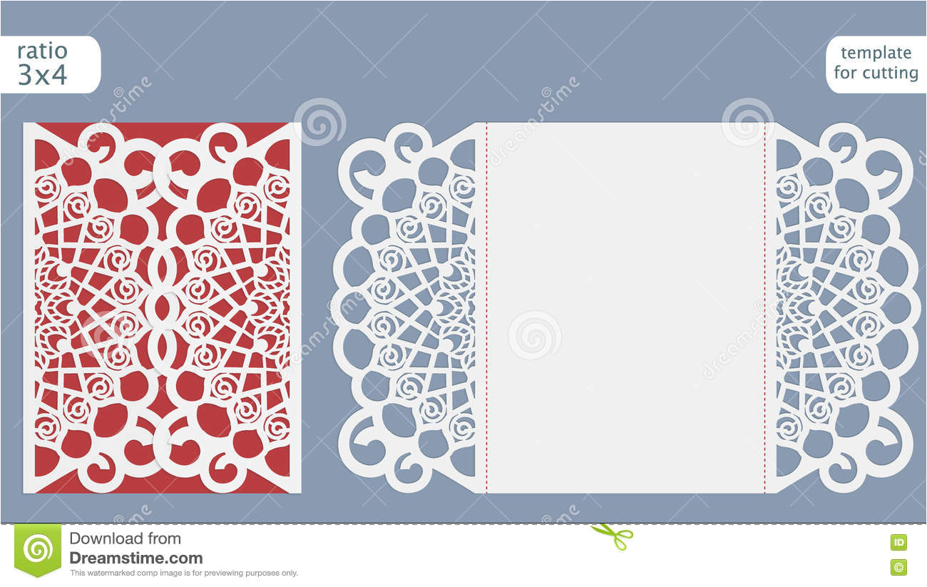 stock illustration laser cut wedding invitation card template vector die cut paper card abstract pattern cutout gate fold image79586935