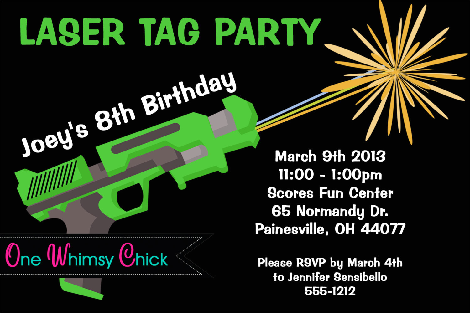 laser tag birthday invitation printable