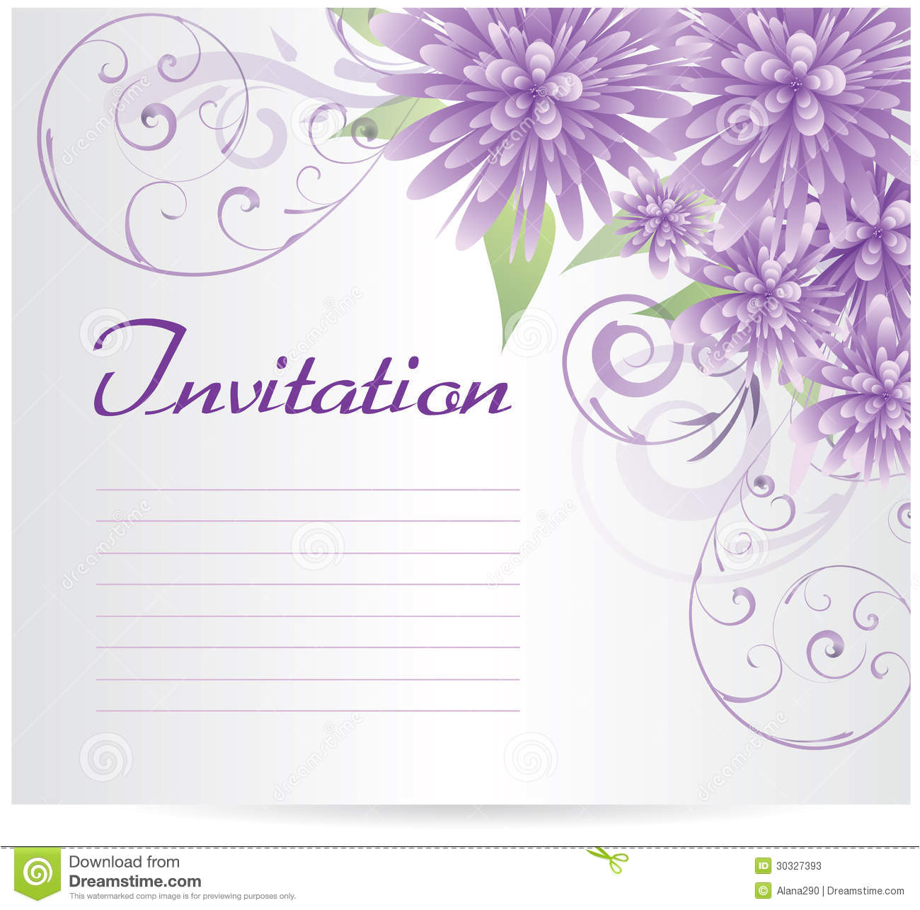 stock photos invitation template blank purple abstract flowers swirl floral elements image30327393
