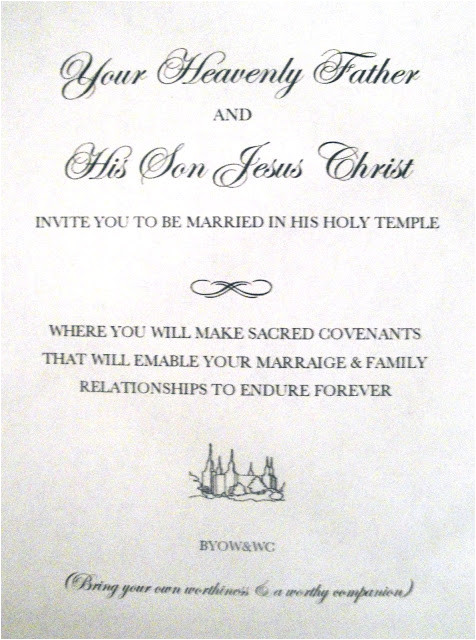 temple marriage handout or invite