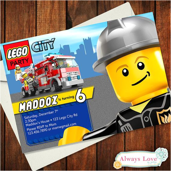 custom lego city police firemen birthday
