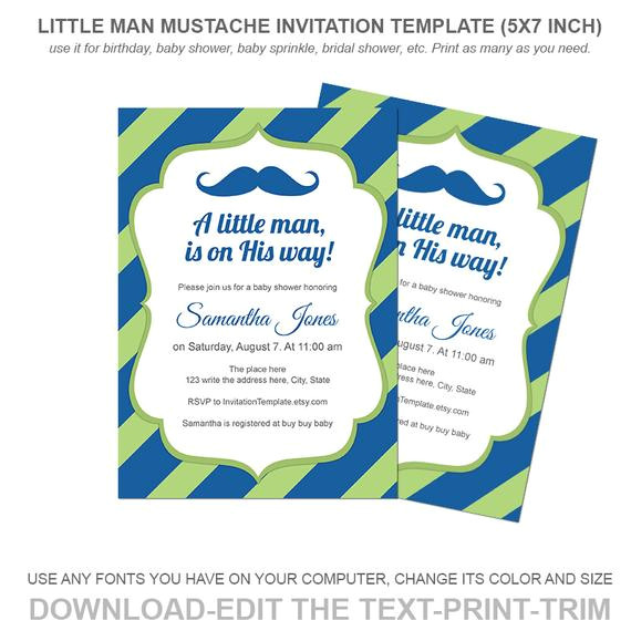little man mustache invitation template