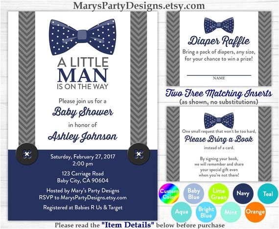 little man baby shower invitation bow