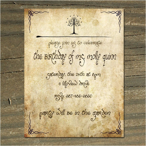 lord of the rings wedding invitations