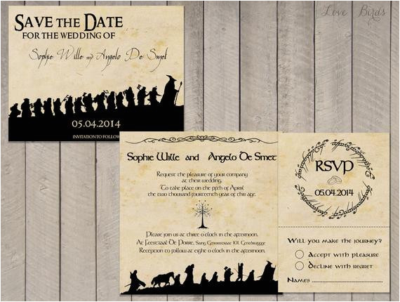 wedding invitation set lord of the rings