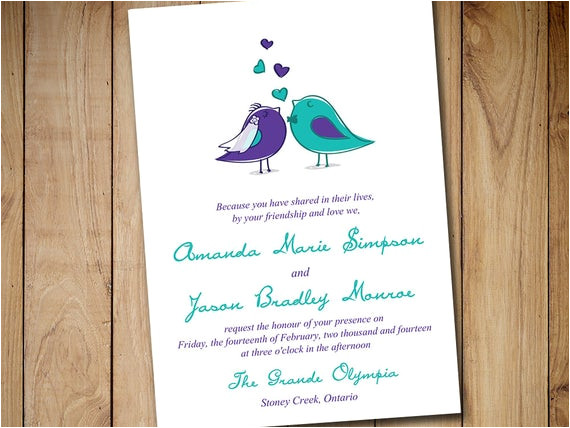 love bird wedding invitation template