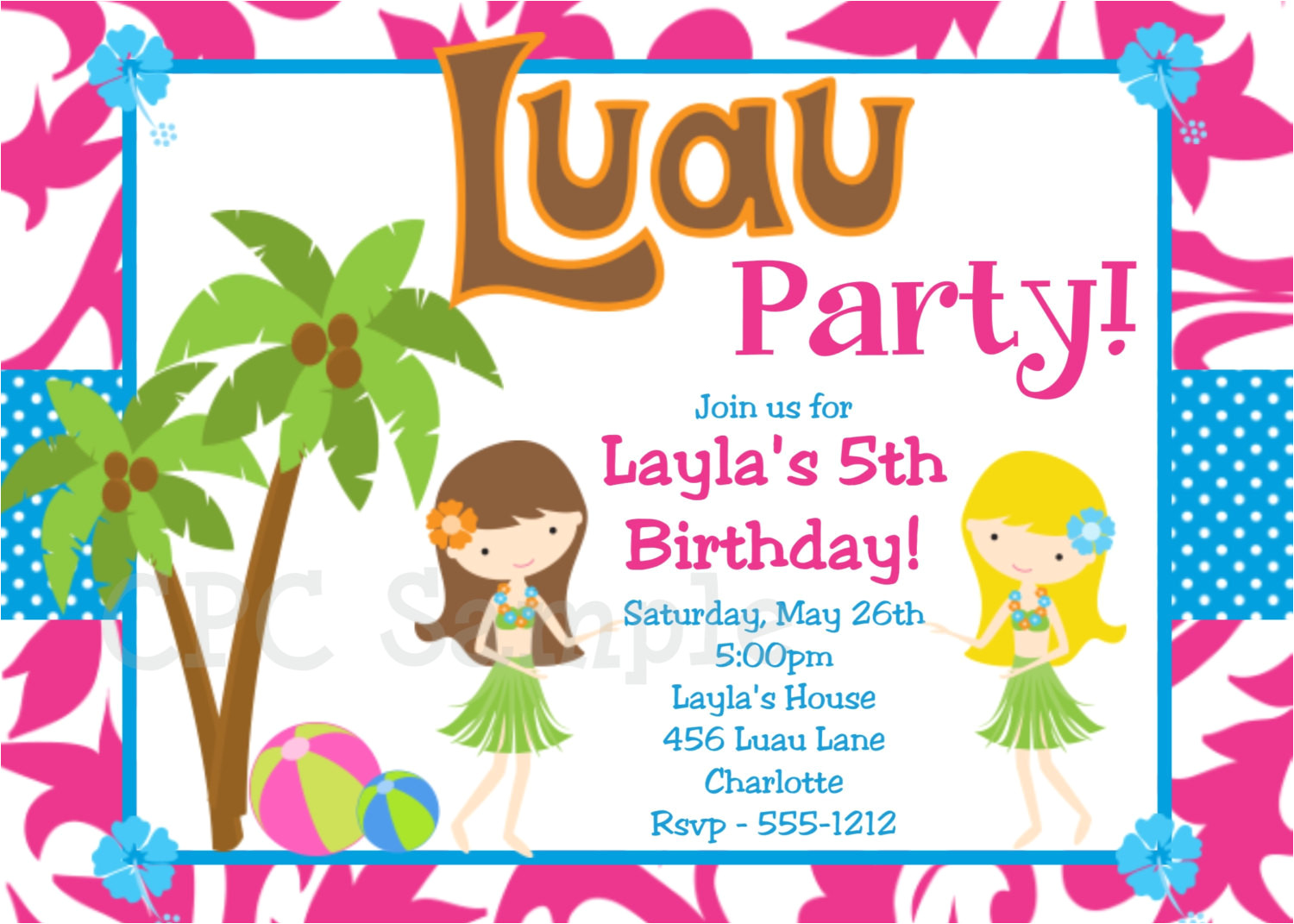 luau birthday invitation luau party