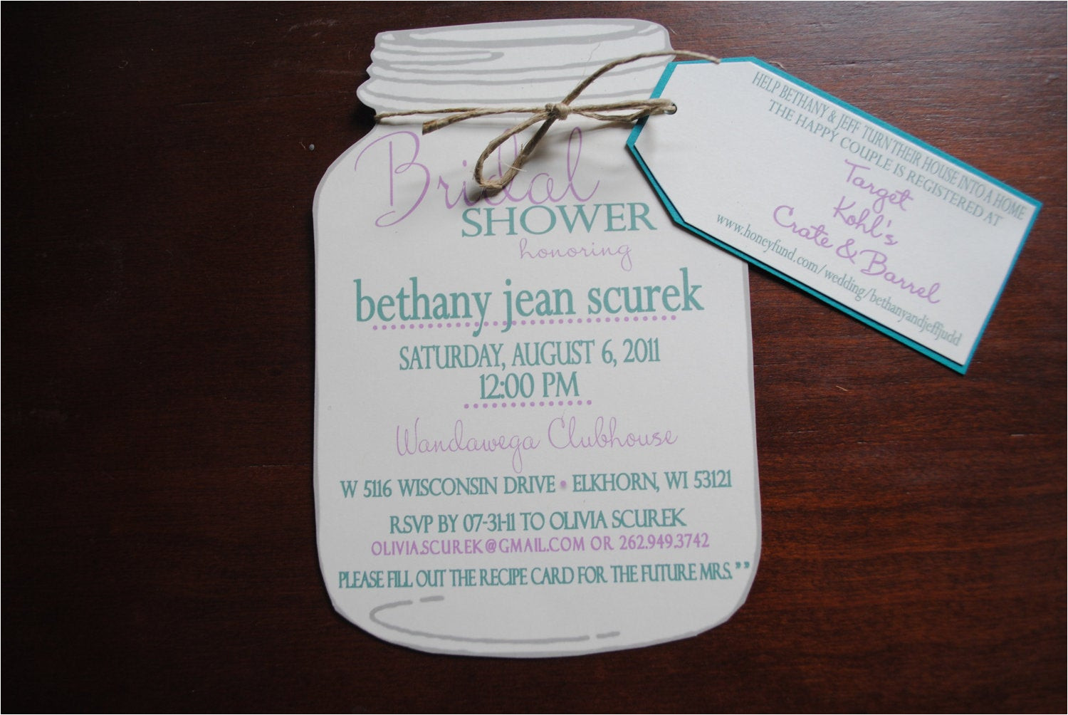 mason jar bridal shower invitations with