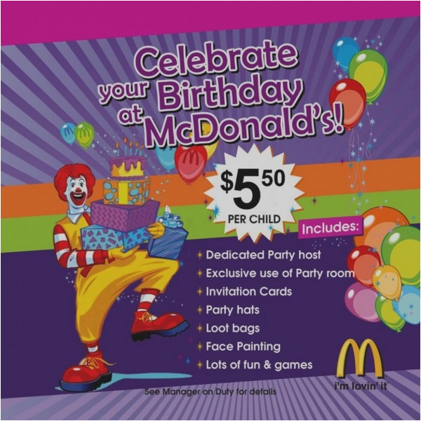 mcdonalds birthday party invitation cards