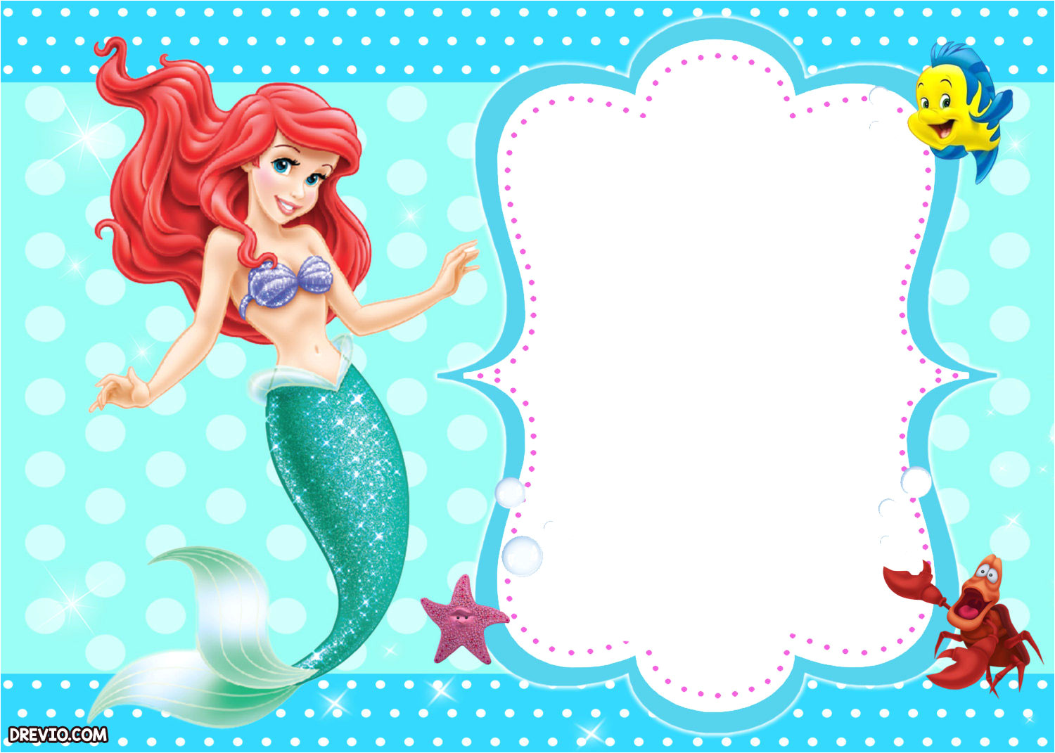 free printable birthday invitations ariel mermaid