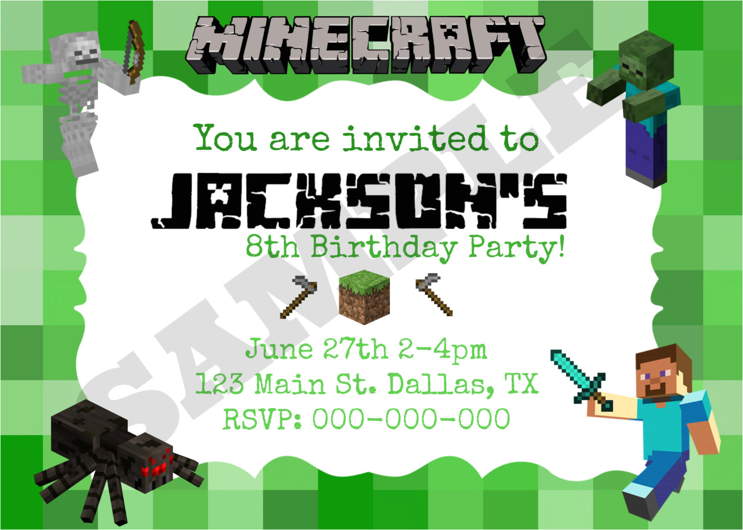 minecraft birthday invitation template