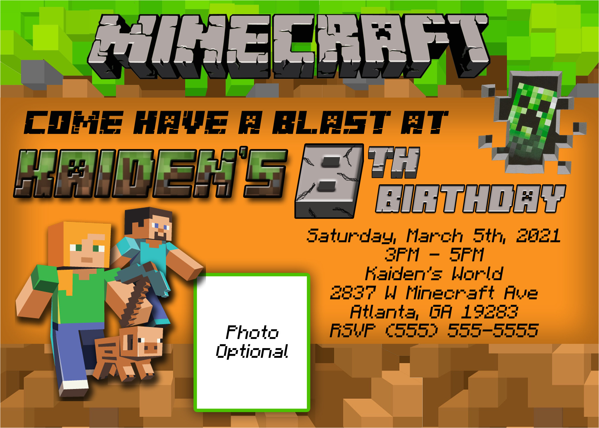 minecraft birthday invitation