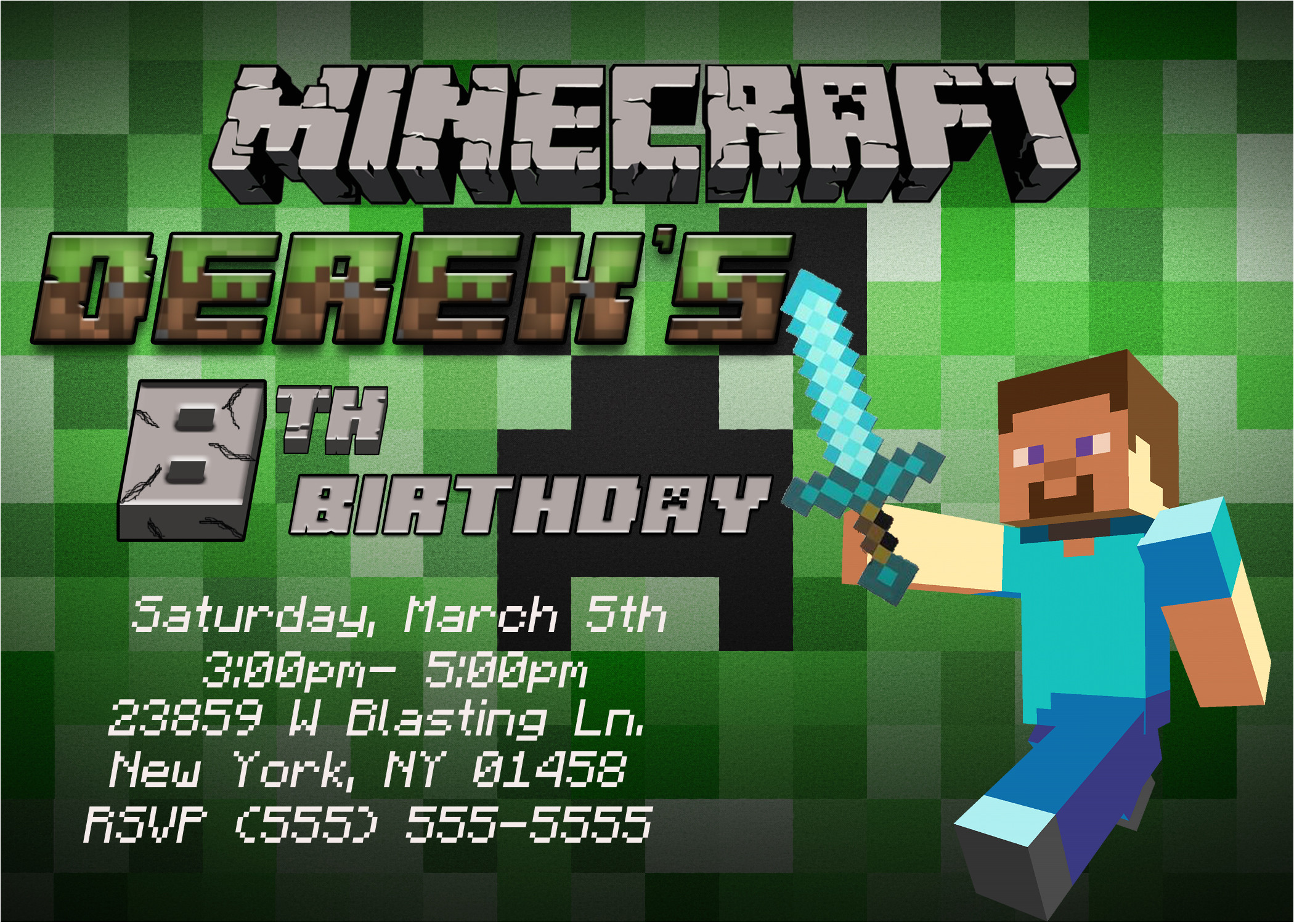 minecraft birthday invitations template