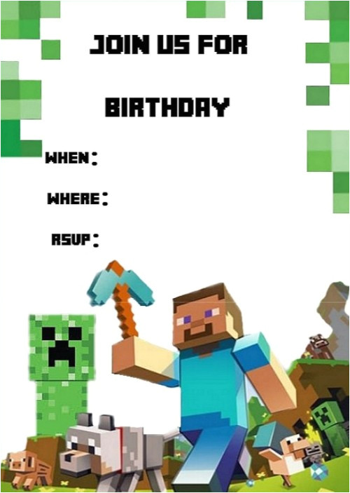minecraft party invitations