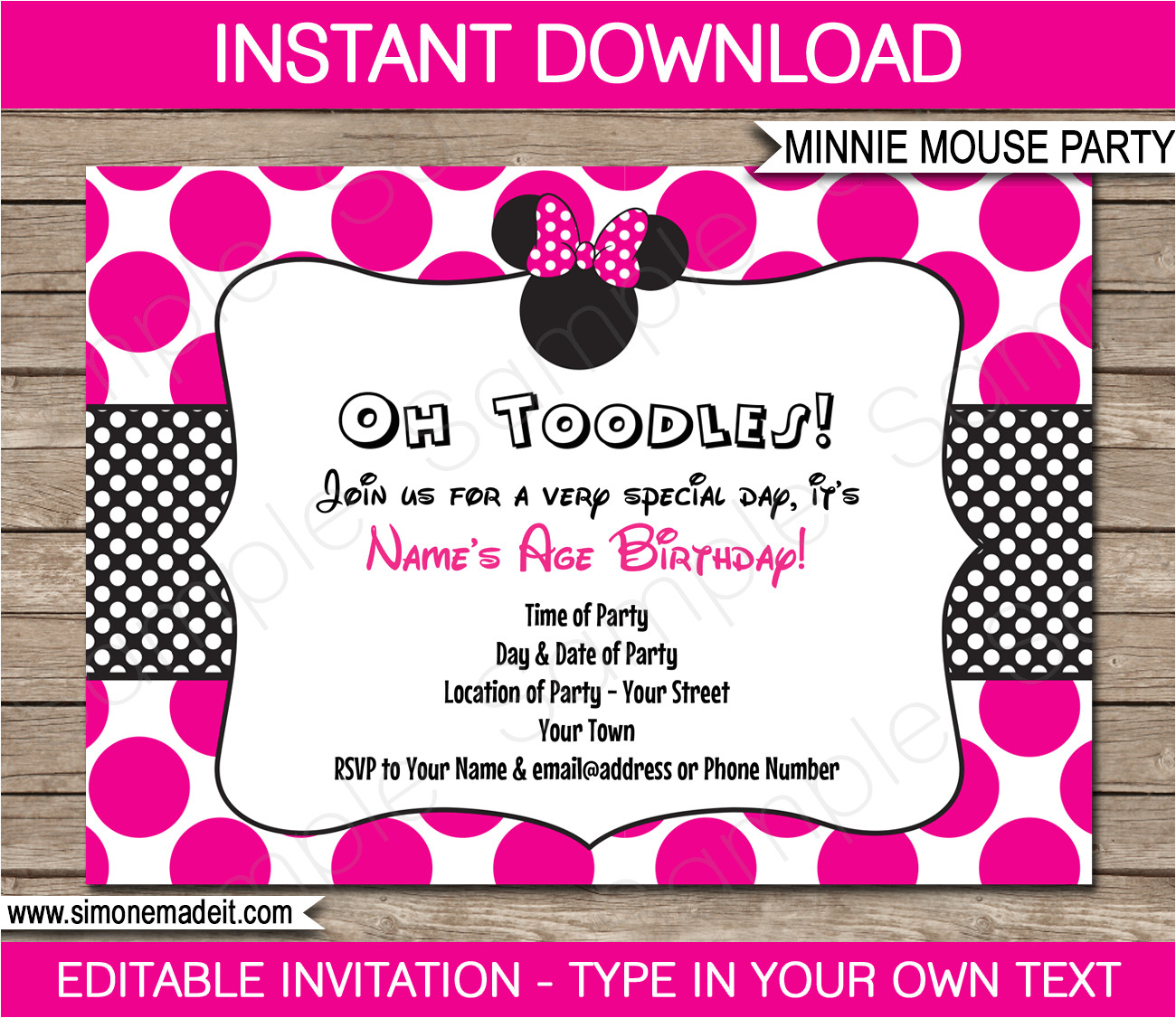 Minnie Mouse Party Invitation Template Minnie Mouse Party Invitations Template Birthday Party