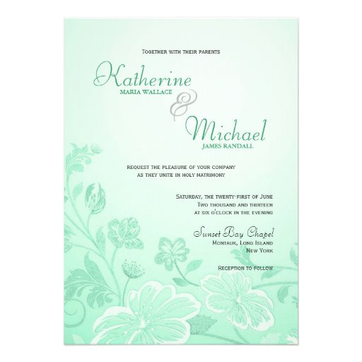 mint green floral wedding invitations 161807935932039618