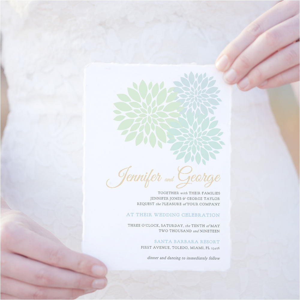mint green wedding invitation template