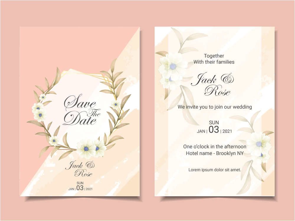 556654 elegant wedding invitation template cards with beautiful floral arrangement modern watercolor cards template multipurpose design concept