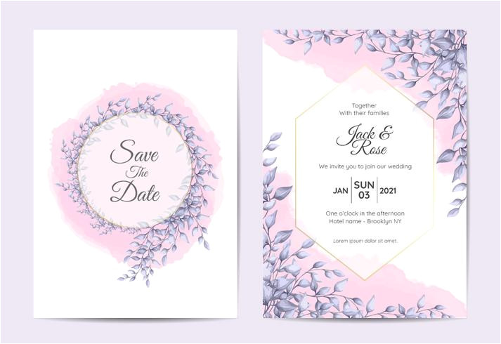 566957 modern wedding invitation design of branches with blue leaves and watercolor background trendy cards template multipurpose like poster cover book packaging and other