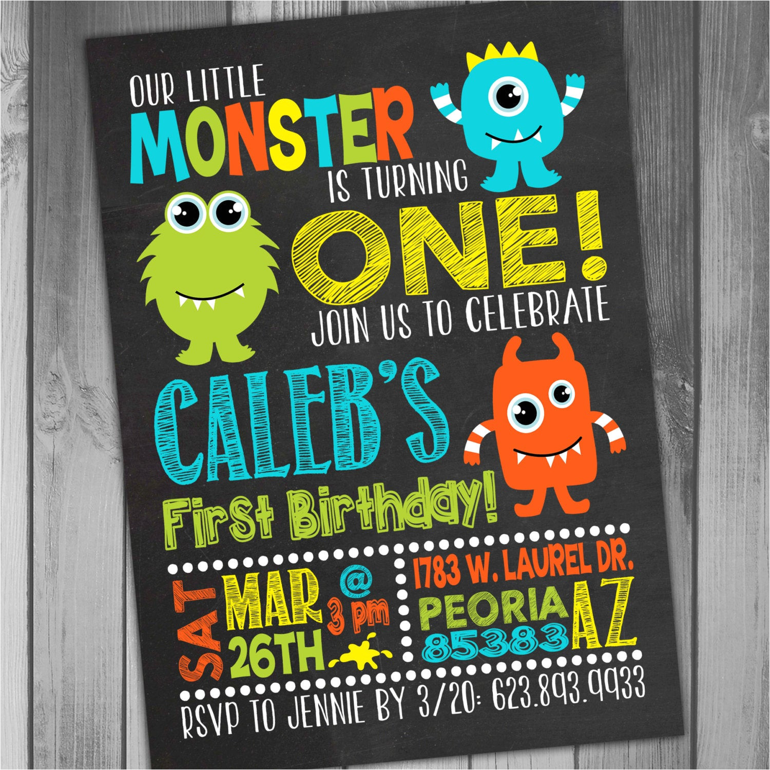monster birthday invitation little