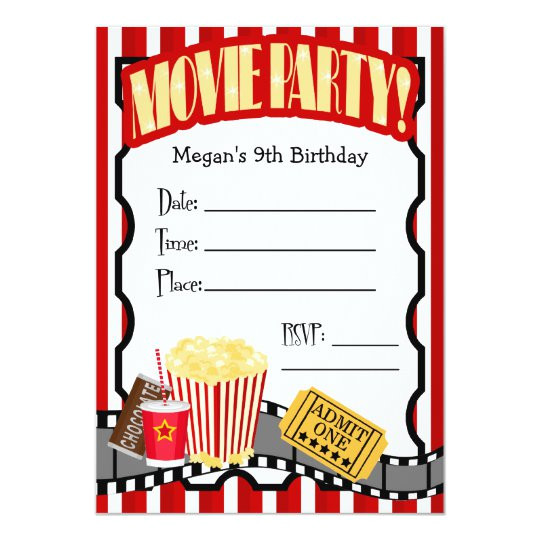 movie night any occasion fill in party invitation 161846996281099038