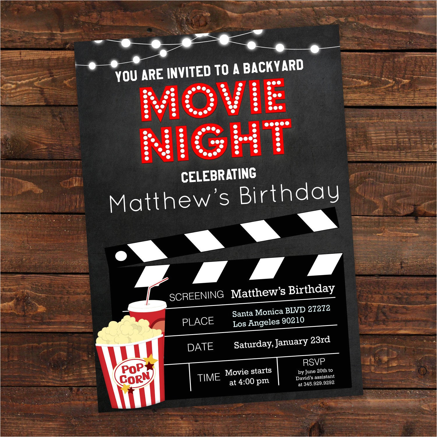 printable backyard movie night party