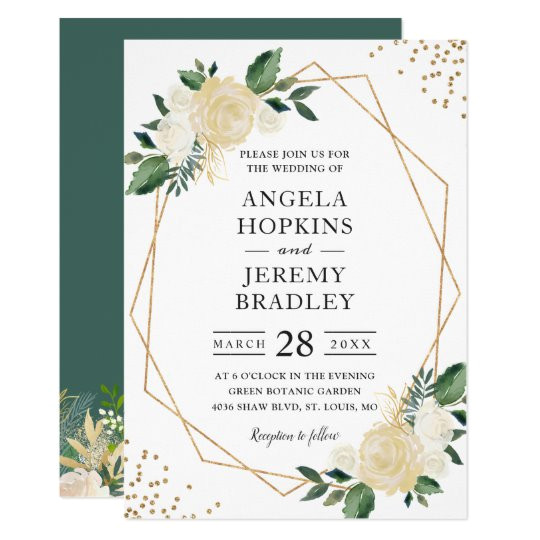 modern geometric frame nature green floral wedding invitation 256312397263493307