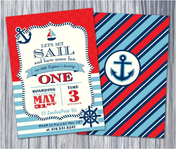 nautical 1st birthday invitation