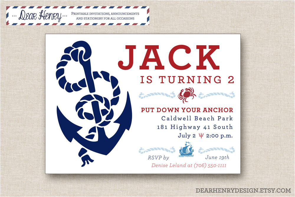 nautical birthday invitation printable