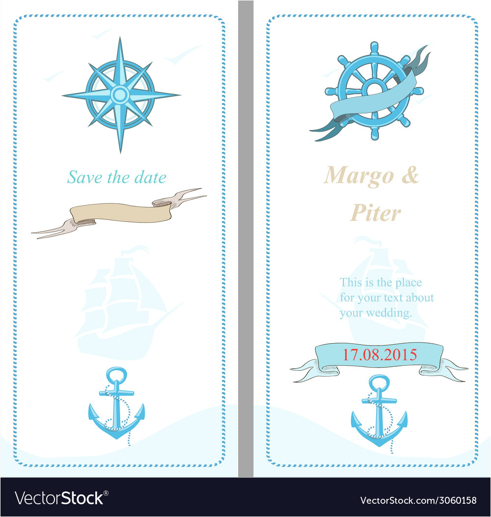 wedding invitation template nautical style vector 3060158