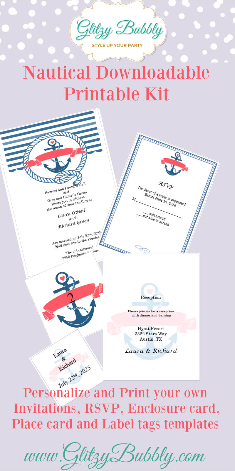 free printable nautical wedding invitations