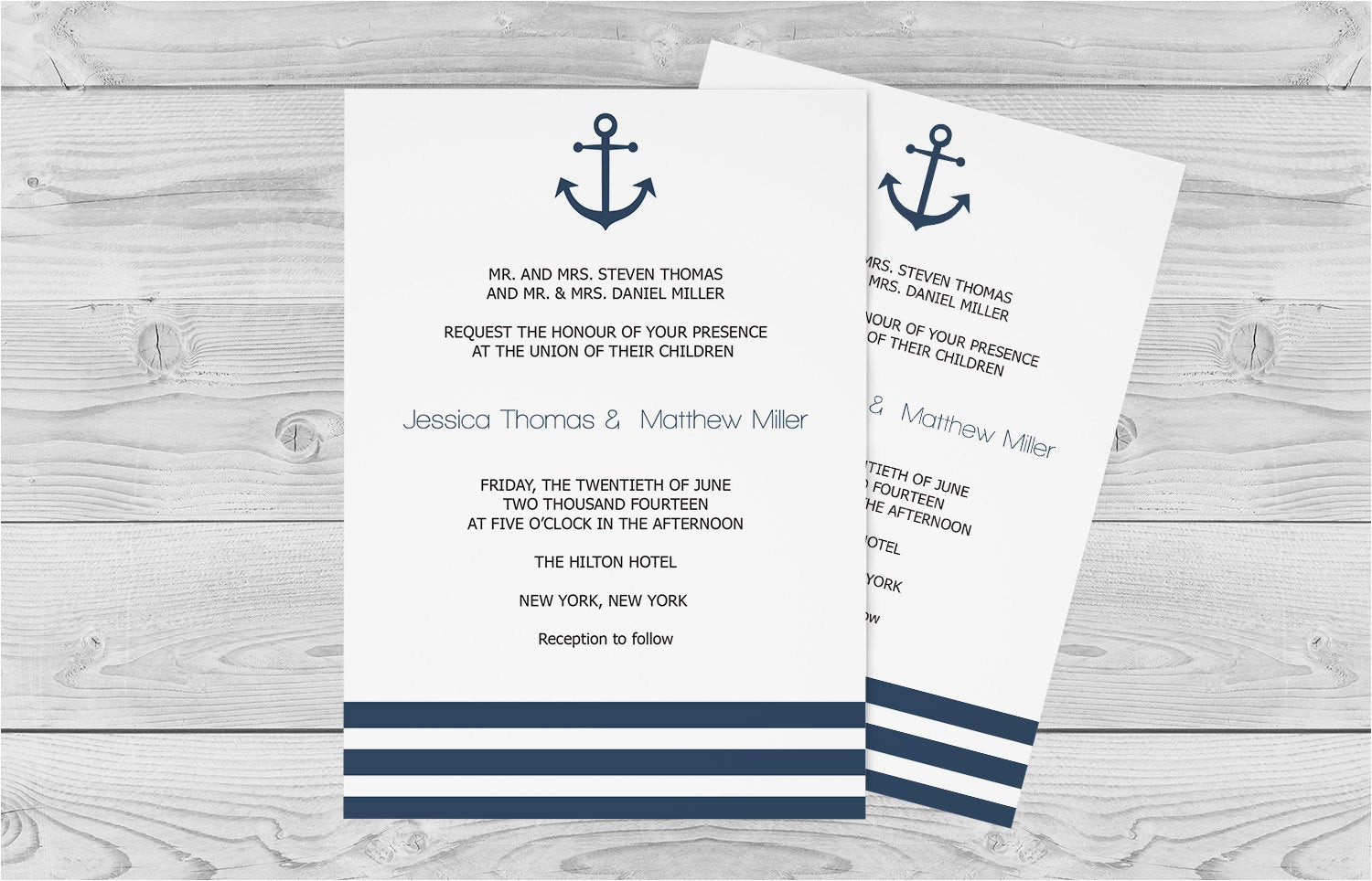 nautical wedding invitation template 5 x
