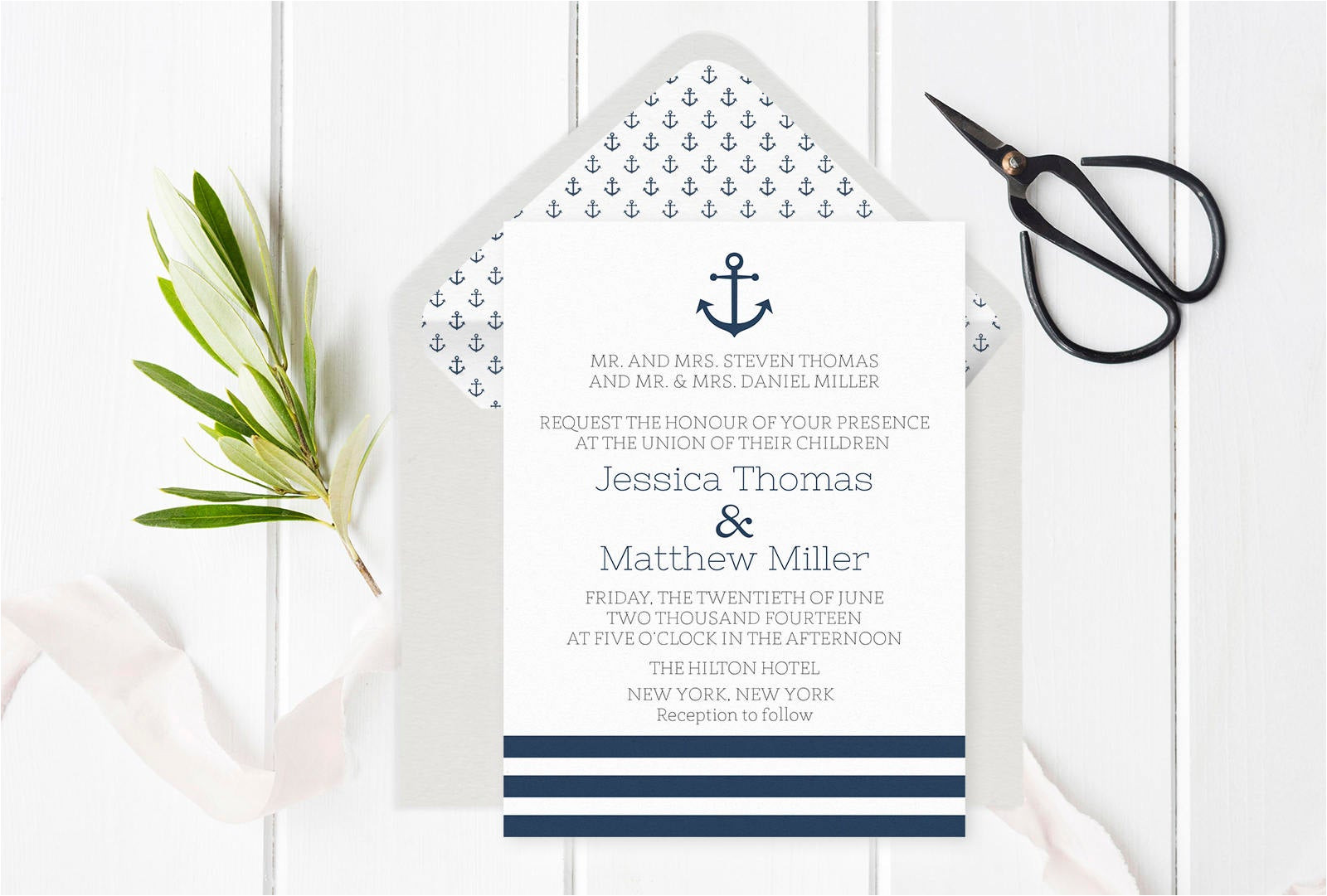 nautical wedding invitation template