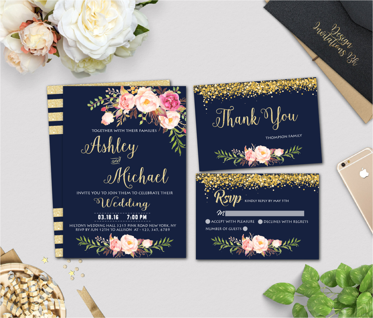 Navy and Gold Wedding Invitation Template Gold Wedding Invitation Template Navy Wedding Invitation